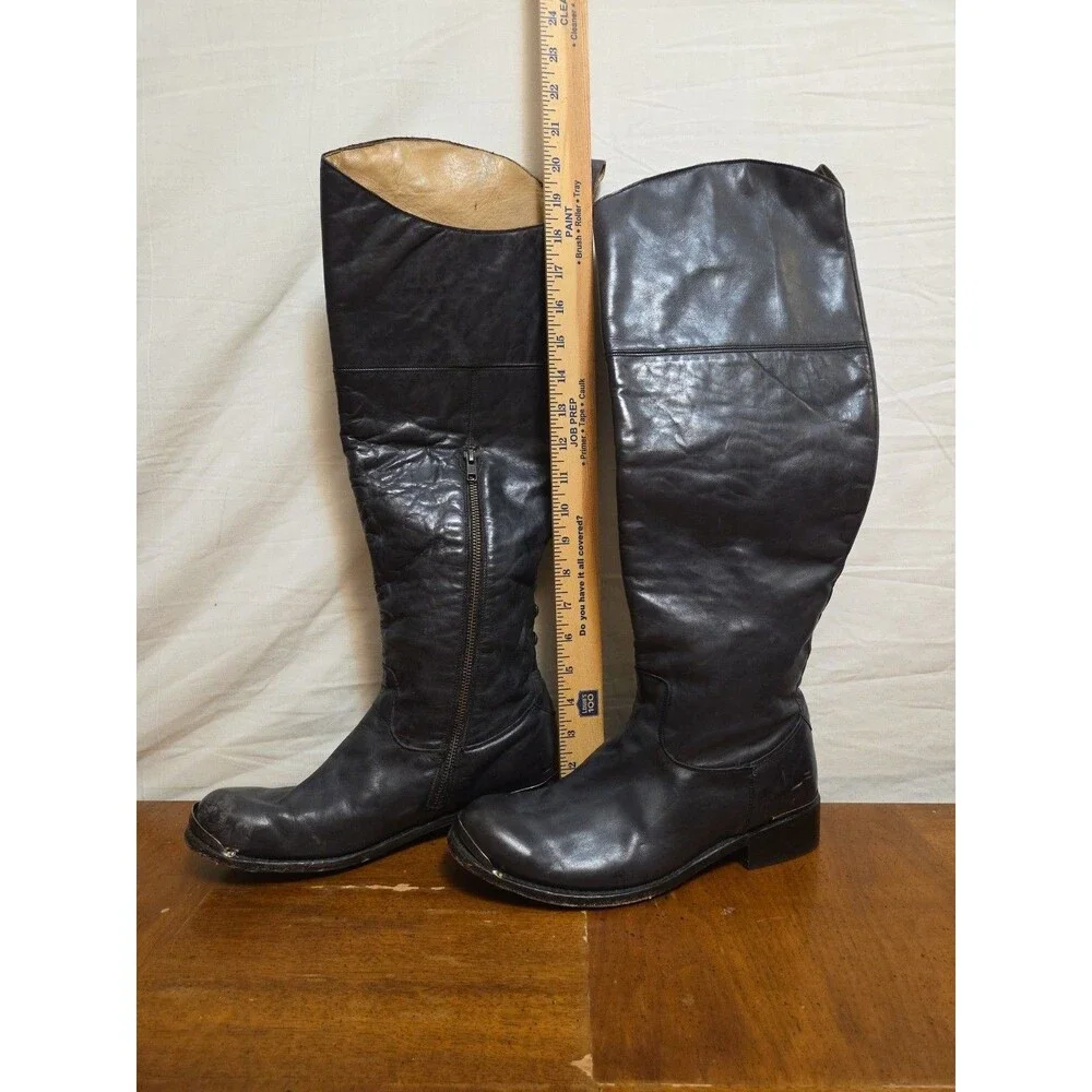 Stetson Womens Black Leather Size 10 Era Over The Knee Boots Vintage